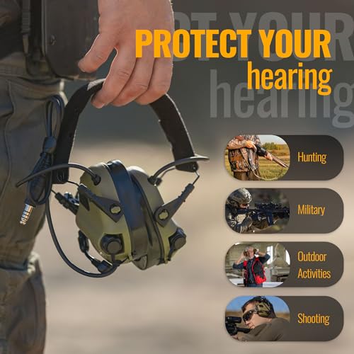 EARMOR M32 Tactical Headset Hunting & Shooting Earmuffs with Microphone, Sound Amplification, Nato TP120 Jacket, Tan