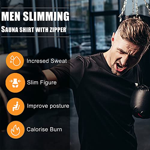 Sauna Suit Shirt for Men Weight Loss Exercise Workout Sauna Sweat Vest Waist Body Shaper Slimmer Trainer XXL