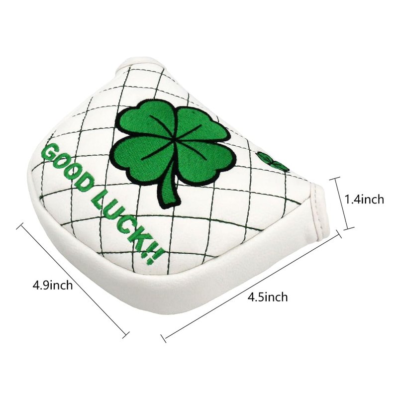 PINMEI Golf Head Covers Mallet Putter Cover Mallet Headcover Magnetic Embroidered Four-Leaf Clover Fit for Titleist Callaway Ping Taylormade Cobra Ect.