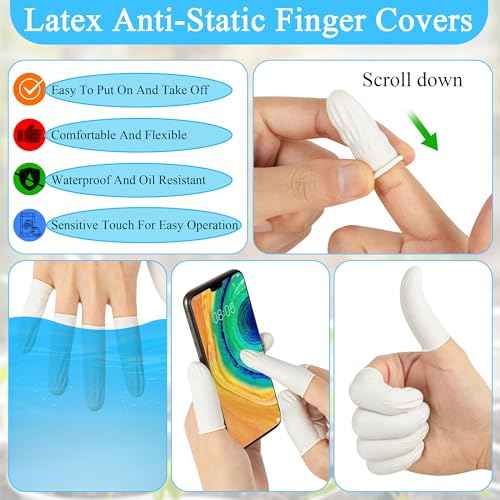 3000Pcs Latex Finger Cots Disposable Finger Glove Protection for Fingertip, Anti-Static Medium Finger Cover Protectors
