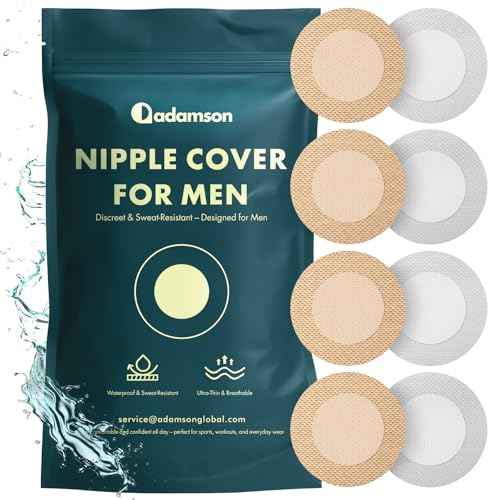 Adamson - Nipple Covers for Men - 100Pcs (50 Pairs) ? Mens Nipple Cover Hider for Running, Fitness, Undershirt ? Anti-Chafing, Sweat-Proof, No Show ? 25 Beige + 25 White
