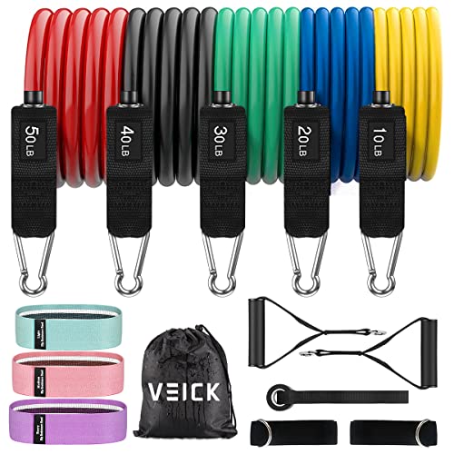 VEICK Resistance Bands, Exercise Bands, Workout Bands, Resistance Bands for Working Out with Handles for Men and Women, Exercising bands for Fitness Weights Work out at Home