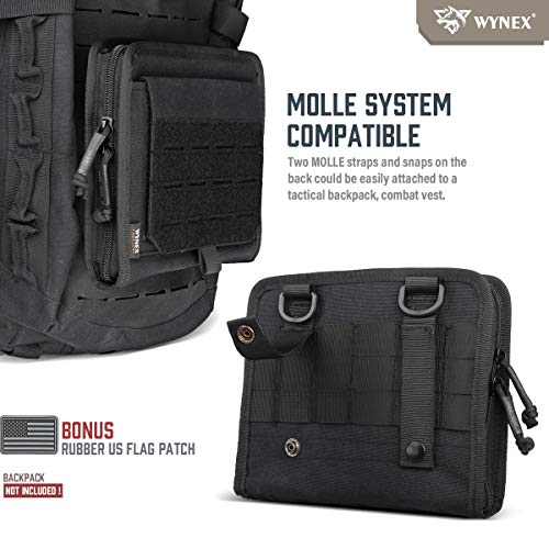 WYNEX Tactical Folding Admin Pouch, Molle Tool Bag of Laser-Cut Design, Utility Organizer EDC Medical Bag Modular Pouches Tactical Attachment Waist Pouch Include U.S Patch