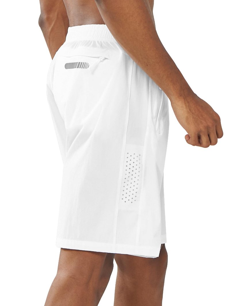 NORTHYARD Men's Athletic Running Shorts Gym Workout 7"/9"/5" Quick Dry Lightweight Sports Basketball Tennis 3 Zipper Pockets White S