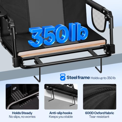VIVOHOME Stadium Seats with Back Support - Black & Gray Bleacher Chairs for Sports Events