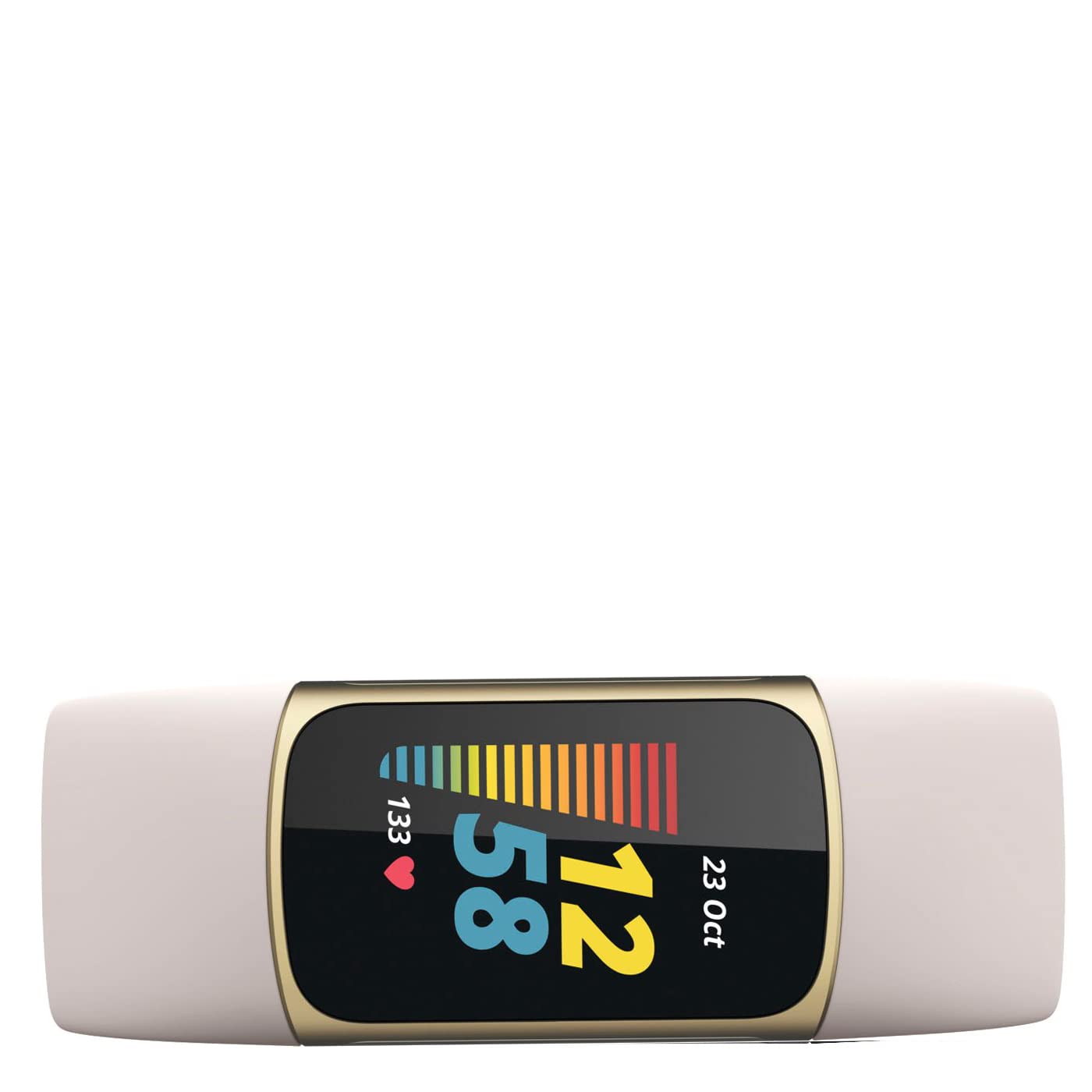Fitbit Charge 5 Advanced Fitness & Health Tracker with Built-in GPS, Stress Management Tools, Sleep Tracking, 24/7 Heart Rate and More, One Size S & L Band, Lunar White/Soft Gold (Renewed)