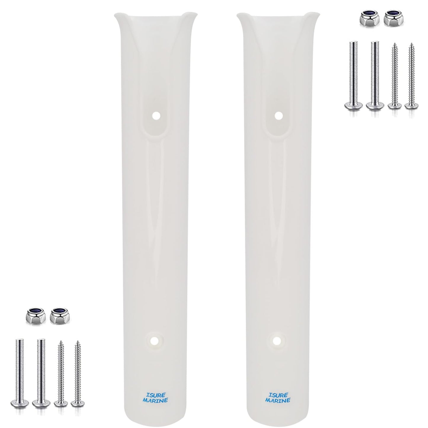 ISURE MARINE 2PCS Fishing Rod Holder Rod/Ship Yacht Fishing Rod Frame Portable Lightweight and Durable Tube Rod Rack-Replacement Parts with Screws (White)
