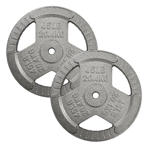 Cast Iron 1-Inch Standard Weight Plate for Strength Training & Weightlifting, Multiple Weights Available