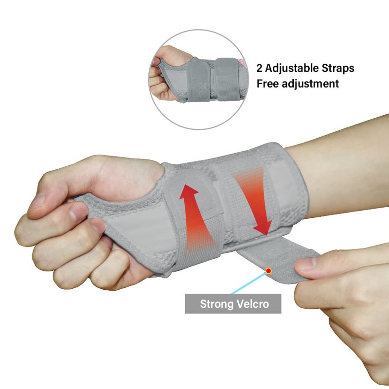 HYCOPROT Adjustable Wrist Supports Brace with 2 Metal Straps for Men and Women-Breathable Carpal Tunnel Wrist Splint for Relieve Tendonitis, Arthritis, Sprains