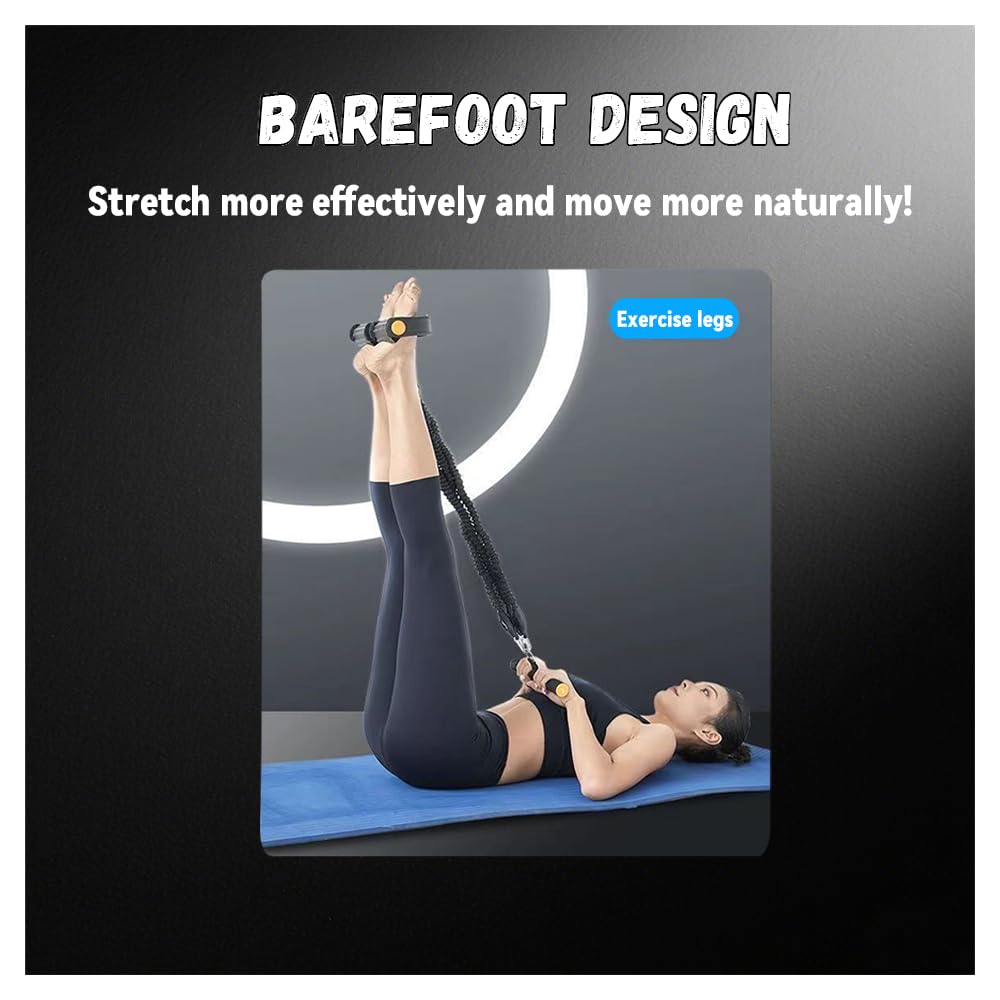 ULAKLU Multifunction Tension Rope Set,Upgraded Smart Stirrup Puller-Adjust Sit Up Bar-Pedal Puller Tensioner Workout Bands Resistance with Abdomen/Waist/Leg/Hips/Chest/Back (4 Ropes)