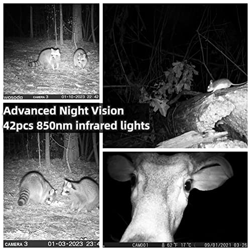 WOSODA Trail Cameras 2 Pack 30MP 1080P HD, Waterproof Game Camera Motion Activated with Fast Trigger Time Infrared Night Vision, Hunting Camera for Outdoor Wildlife Monitoring