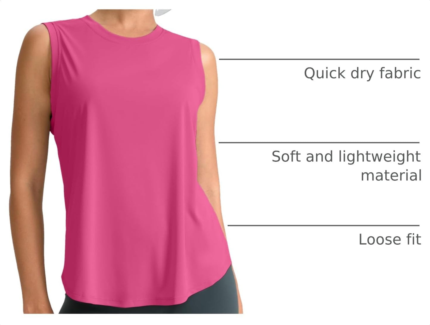 SANTINY Women's Workout Tops Athletic Gym Yoga Tank Tops (Rose_XS)