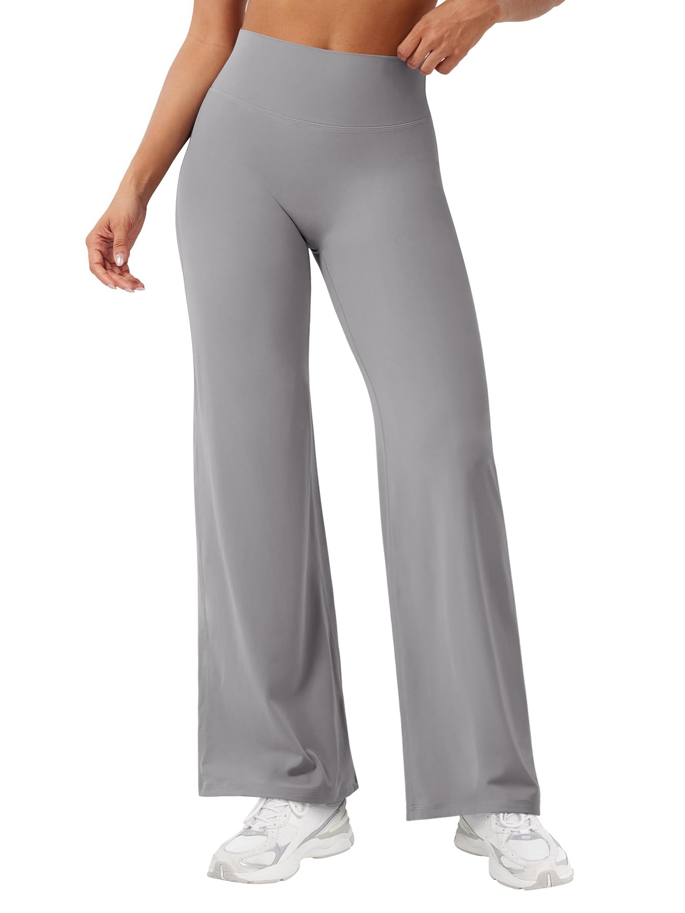 YEOREO Workout Leggings Womens No Front Seam Straight Leggings 29" High Waist Buttery Eddiy Gym Yoga Pants Gray XL