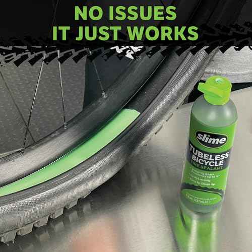 Slime 10216 Tubeless Bicycle Puncture Repair Tire Sealant, Prevent and Repair, Suitable for tubeless Bikes, Non-Toxic, Eco-Friendly, 8oz Bottle
