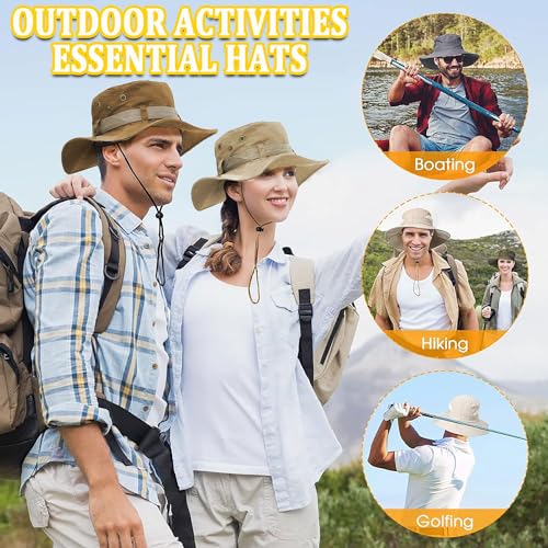 Fishing Hat, Wide Brim Breathable Boonie Hat UV Protection Safari Hiking Bucket Hat Beach Summer Cap