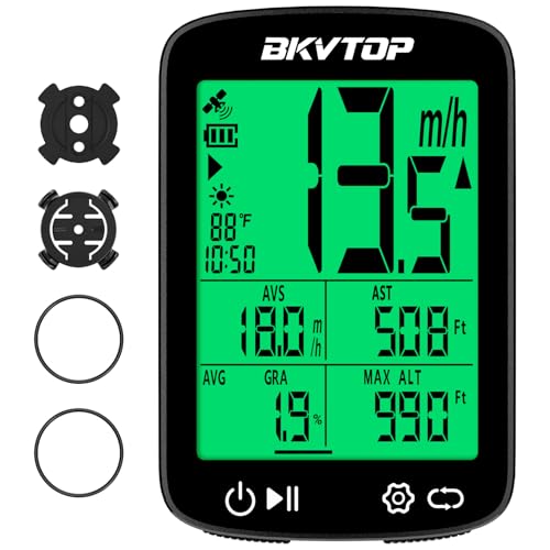 BKVTOP Wireless GPS Bike Computer with Standard Mount, 2.4" Screen, IPX7 Waterproof, 28H Runtime