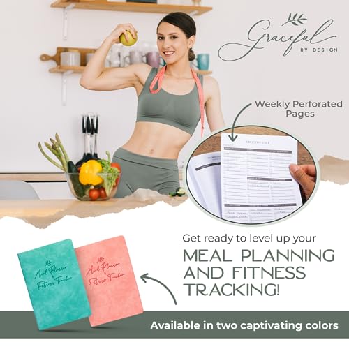 Graceful by Design Meal Planner and Fitness Tracker - Plan Workouts in our Fitness Journal for Women - Track Macros in our Food Journal for Women Weight Loss - Tear and Track with Perforated Pages