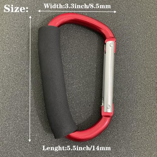 1Pc Carabiner Hook with Sponge 5.5inch for Sports Outdoors, D-Shape Large Aluminum Carabiner Clip Outdoors Recreation Climbing Carabiners Quickdraws Nonlocking Carabiners