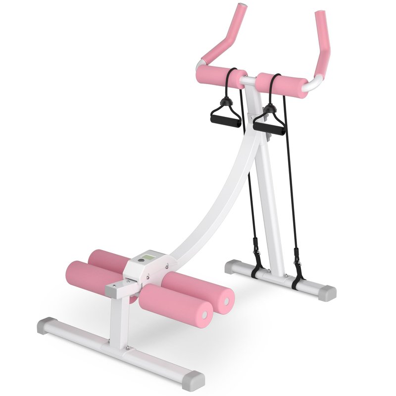 Ab Machine,Ab Workout Equipment,Ab Trainer Machine for Abs Workout at Home Gym, Knee Protection, Abdominal Trainer for Stomach Workout,Touch Displays(Pink)