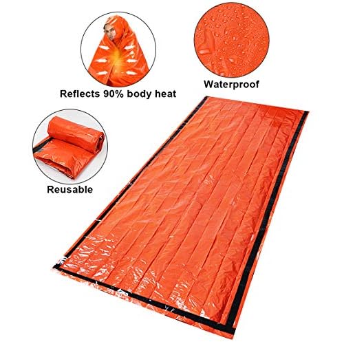 Timok Emergency Sleeping Bags Thermal-Emergency-Blankets?Ultralight Space Blankets Survival Waterproof Bivy Sack Multi-Purpose Survival Gear for Hiking, Camping, First Aid Kits, Outdoor Survival Gear