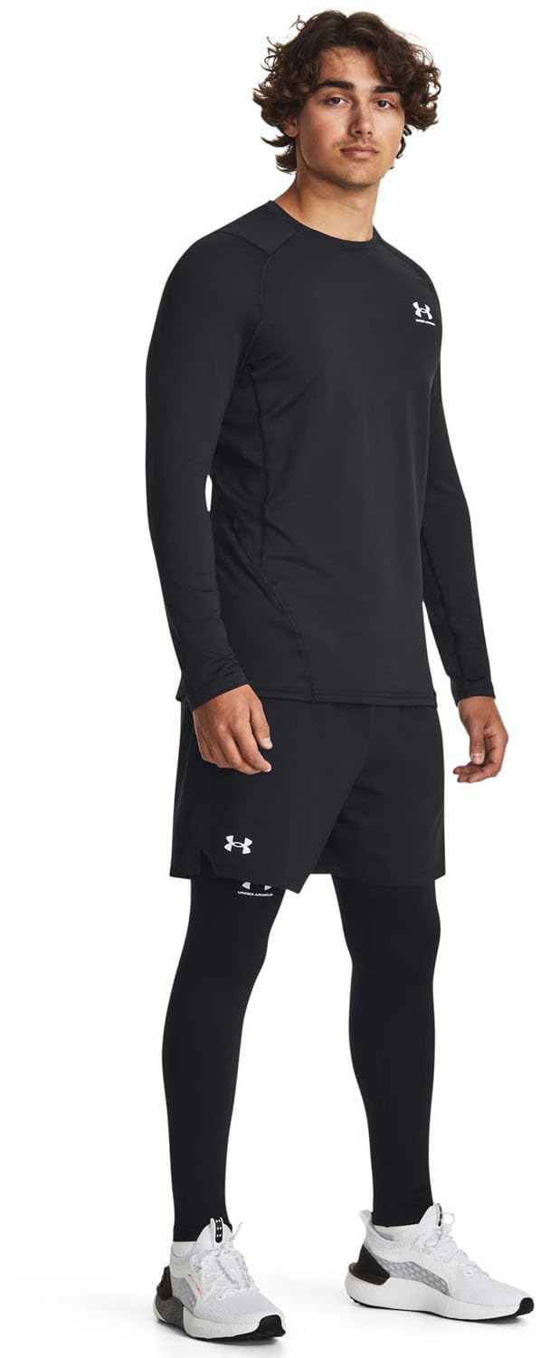 Under Armour Men's ColdGear Fitted Crew Shirt Top 1366068 (US, Alpha, Large, Regular, Regular, Black/White - 002)