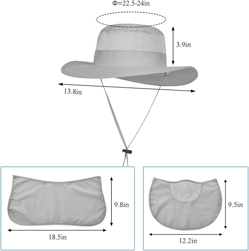 Men's Outdoor Wide Brim Fishing Hat - UPF 50+ Sun Protection with Face Neck Flap | 3 Pack for Hiking & Gardening