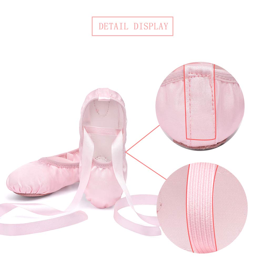 Stelle Ballet Shoes for Girls Satin/Ribbons Ballet Slippers Dance Shoes(Toddler/Little/Big Kids)(Pink,7MT)