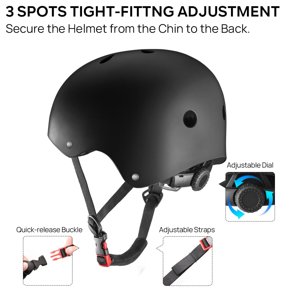 JBM Skateboard Helmet - Lightweight, Adjustable & Ventilated Helmet for Scooter, Roller Skate, Inline Skate
