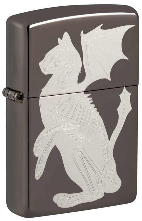 Zippo Dragon Cat Design Black Ice Pocket Lighter