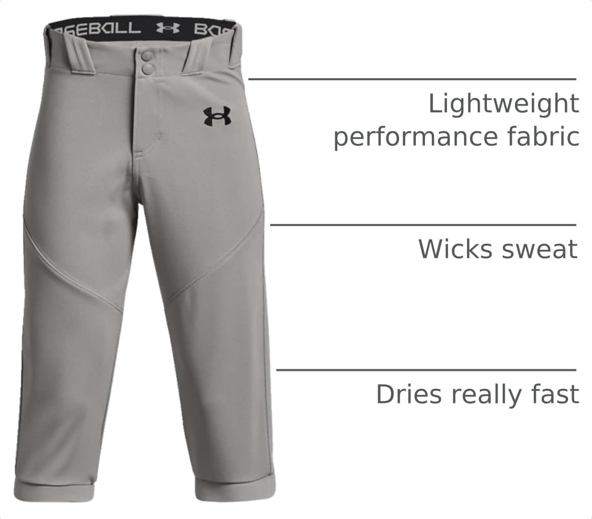 Under Armour Boys Utility Baseball Knicker, (075) Baseball Gray / / Black, Medium
