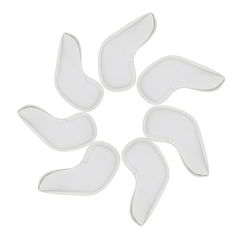 Scott Edward Prof 7Pcs Leather Wedge Golf Iron Head Covers Protective Club Waterproof & Scratch Resistant 48 50 52 54 56 58 60 Degree (White Black Number)