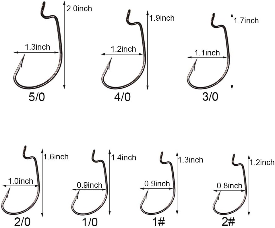 Offset Worm Fishing Hooks - 30pcs Pack | Black & Red Durable Design
