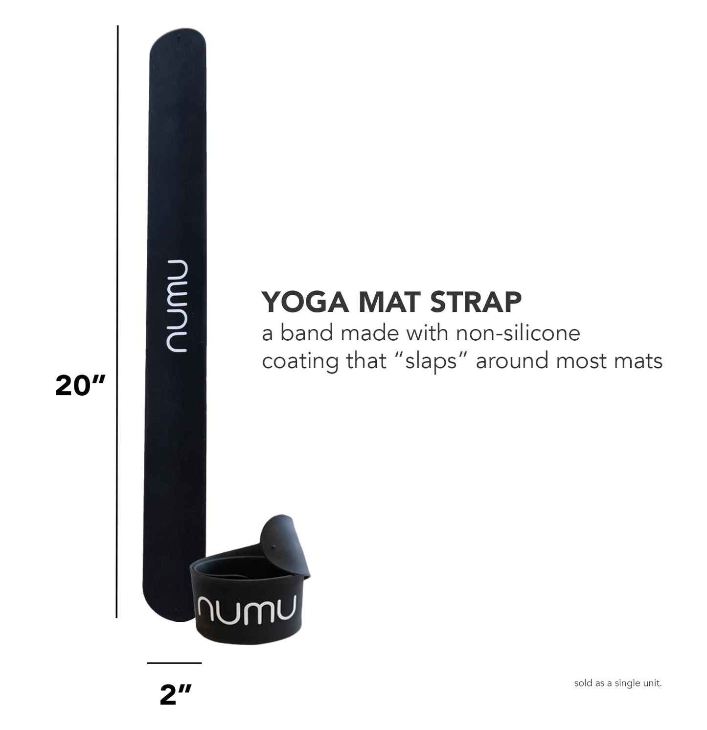 Numu Yoga Mat Strap Slap Band - Easy Snap On to Keep Exercise Mat Tightly Rolled and Secured for Yoga Mat Storage and Travel