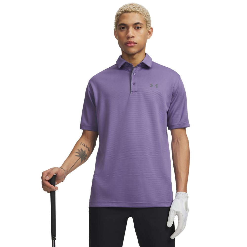 Under Armour Men's Tech Golf Polo, (521) Purple Luxe / / Pitch Gray, Small Tall