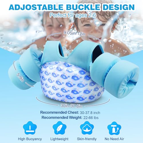 COVACURE Toddler Swim Vest - Swim Float for Girls and Boys 22-66lbs, Toddler Floaties for Child Learn Swiming Training, Infant Safety Swim Aid Jacket for 2-8 Years Old