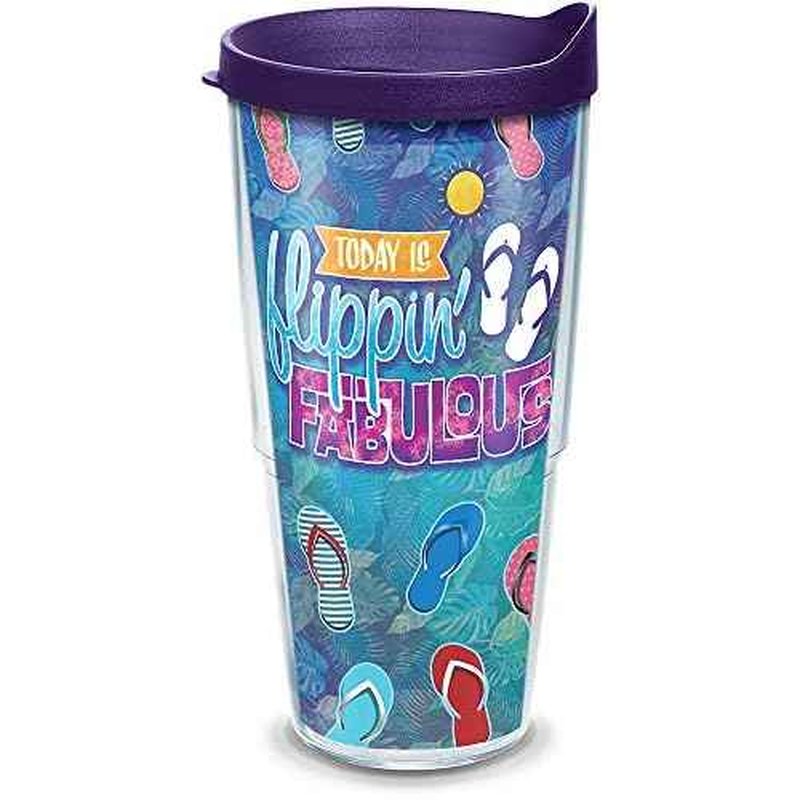 Tervis 1319207 Flippin Fabulous Insulated Tumbler with Wrap and Lid, 24 oz - Tritan, Clear