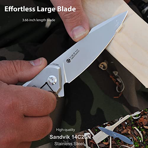 Tactical Folding Pocket Knife for men,14C28N Stainless Steel Blade,Frame Lock,G10 Handle,EDC Small Camping Knives Belt Clip Carry,Lightweight Survival Hunting Flipper Microtech Elemental Bushcraft Hiking Sharp Gear Tool Father Dad Gifts Ruike p108