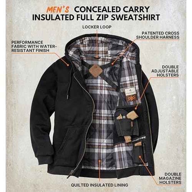 Legendary Whitetails Men's Concealed Carry Guard Insulated Full Zip Hooded Sweatshirt