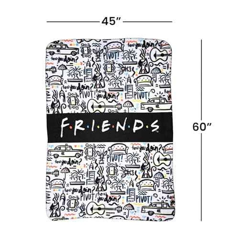 Northwest The Company - Friends TV Show How You Doin' & Pivot NYC Fleece Throw Blanket, Soft and Cozy Lightweight Plush Fabric Bed Cover and Room D?cor - Size 45inx 60in