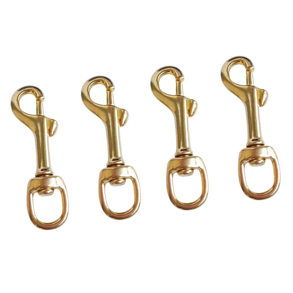 YiMusic 4 Pieces Brass Single Swivel Eye Bolt Snap Hook Buckle Suit for Scuba Diving Dog Clip Equipment Replacement