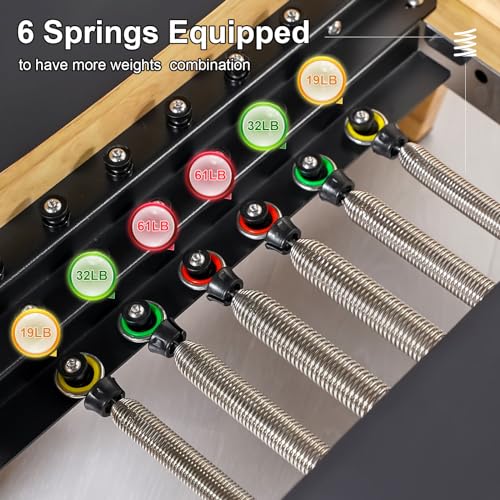 JOYRIDER Pilates Reformer Machine, Pilates Reformer Workout Machine for Home Gym, Studio Grade Pilates Machine Equipment Bundle with 6 Springs,Padded Jump Board-Up to 992 lbs Weight Capacity(Black)