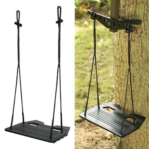 ZIVOXIA Climbing Stick Aider for Hunting, Step Plate with Amsteel Daisy Chain Rope, Single Step Aider 9”x 7.5” Large Foot Plate, Made of Ultra-High-Strength Elastic Plastic