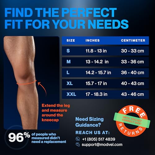 Modvel 7mm Neoprene Knee Sleeves for Men & Women Weightlifting & Powerlifting ? Compression Knee Sleeve Support for Squats, Gym, Training ? USPA, IPL Approved ? Large Red (Pair)