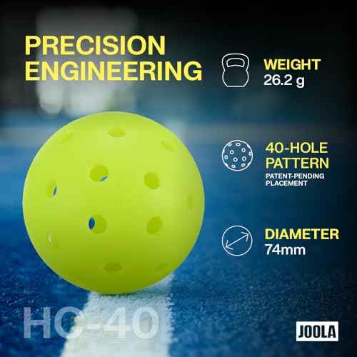 JOOLA HC-40 Hardcourt Pickleball Balls with Storage Tube - USAP Approved Balls for Tournament Play - 3 Pack or 12 Pack Option - Durable Pickleballs for Indoor Play & Outdoor Courts