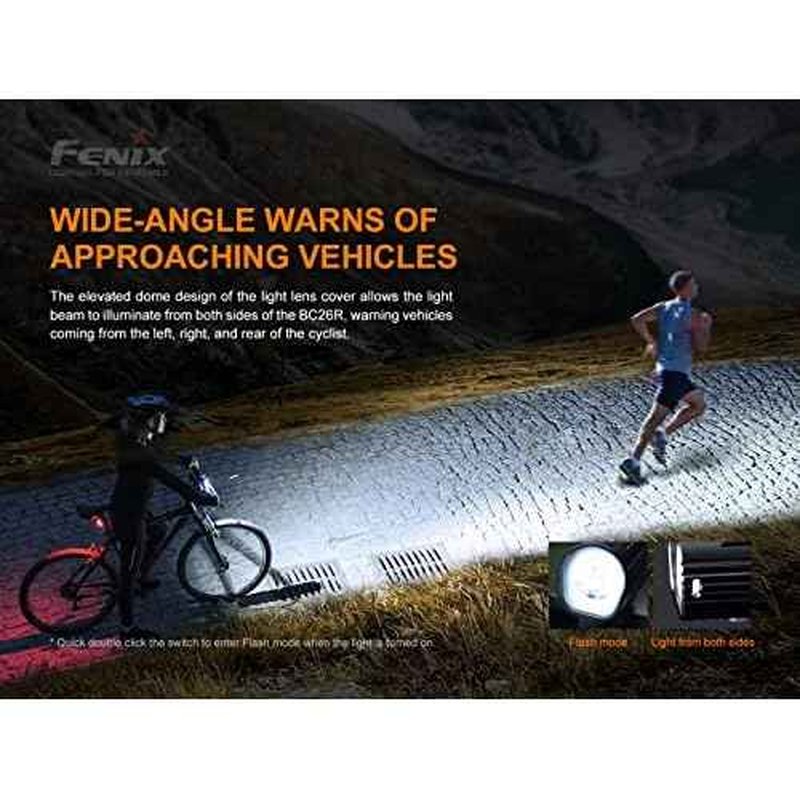 Gift Bundle: Fenix BC26R 1600 Lumen Rechargeable Bike Light with BC05R V2.0 Bike Safety Taillight, with Lumentac Organizer