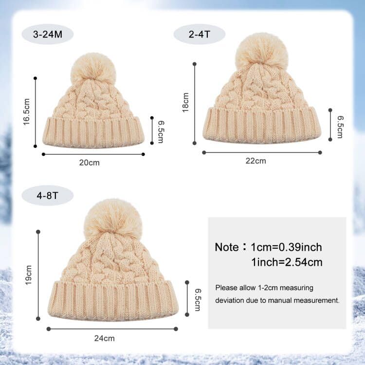 FUOITA Toddler Winter Hat Toddler Pom Pom Beanie Kids Warm Lined Knit Hat Baby Winter Hats for Girls Boys 3M-8T