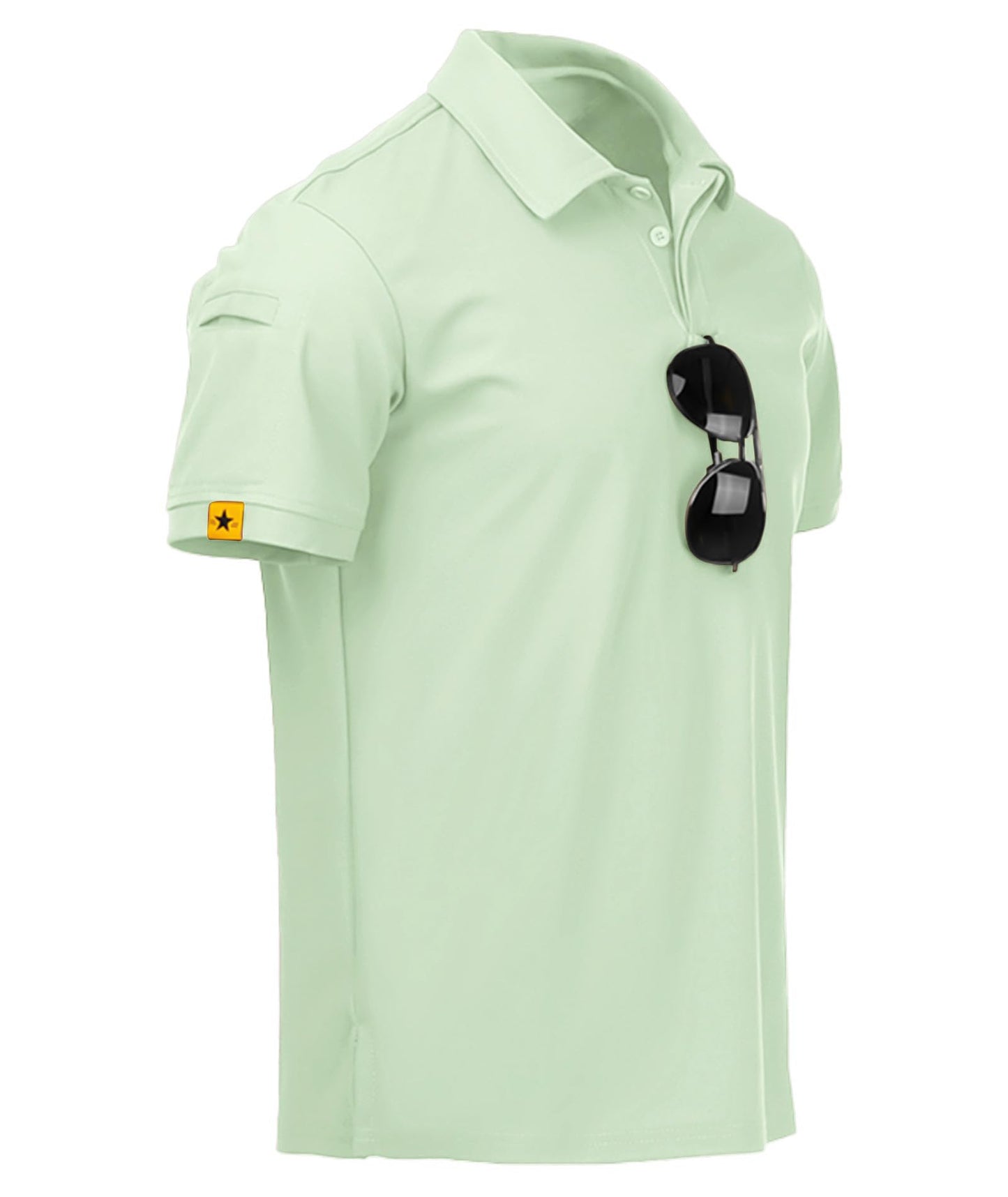 ZITY Mens Polo Shirt Short Sleeve Sports Tactical T-Shirt Athletic Golf Polos Daily Casual Stylish Collared Shirts for Men Ash Green Large