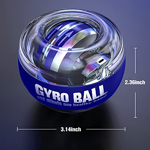 JIN BD Wrist Trainer Ball Auto-Start Strengthener Gyroscopic Forearm Exerciser Gyro for Strengthen Arms, Fingers, Bones and Muscles With LED light，blue