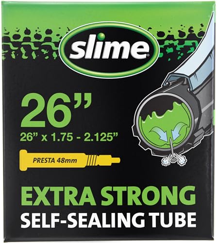 Slime 30084 Bike Inner Tube with Slime Puncture Sealant, Extra Strong, Self Sealing, Prevent and Repair, Presta Valve, 26" x 1.75-2.125"