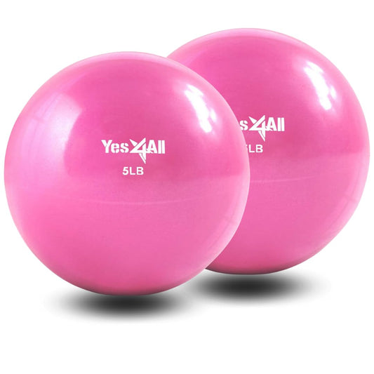 Yes4All Soft Weighted Toning Ball Smooth, 5lb Pair (5lb x2) - Pink